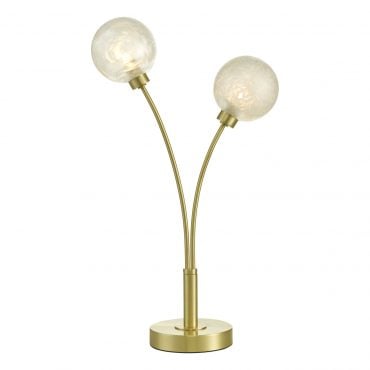 Avari Satin Brass 2 Light Table Lamp With Clear Frosted Glass